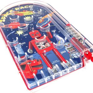 Schylling Space Race Pinball Game - Portable Retro Pinball Toy - Sturdy Construction with Lever. Metal Balls. and Classic Space Design - Ages 3 and Up